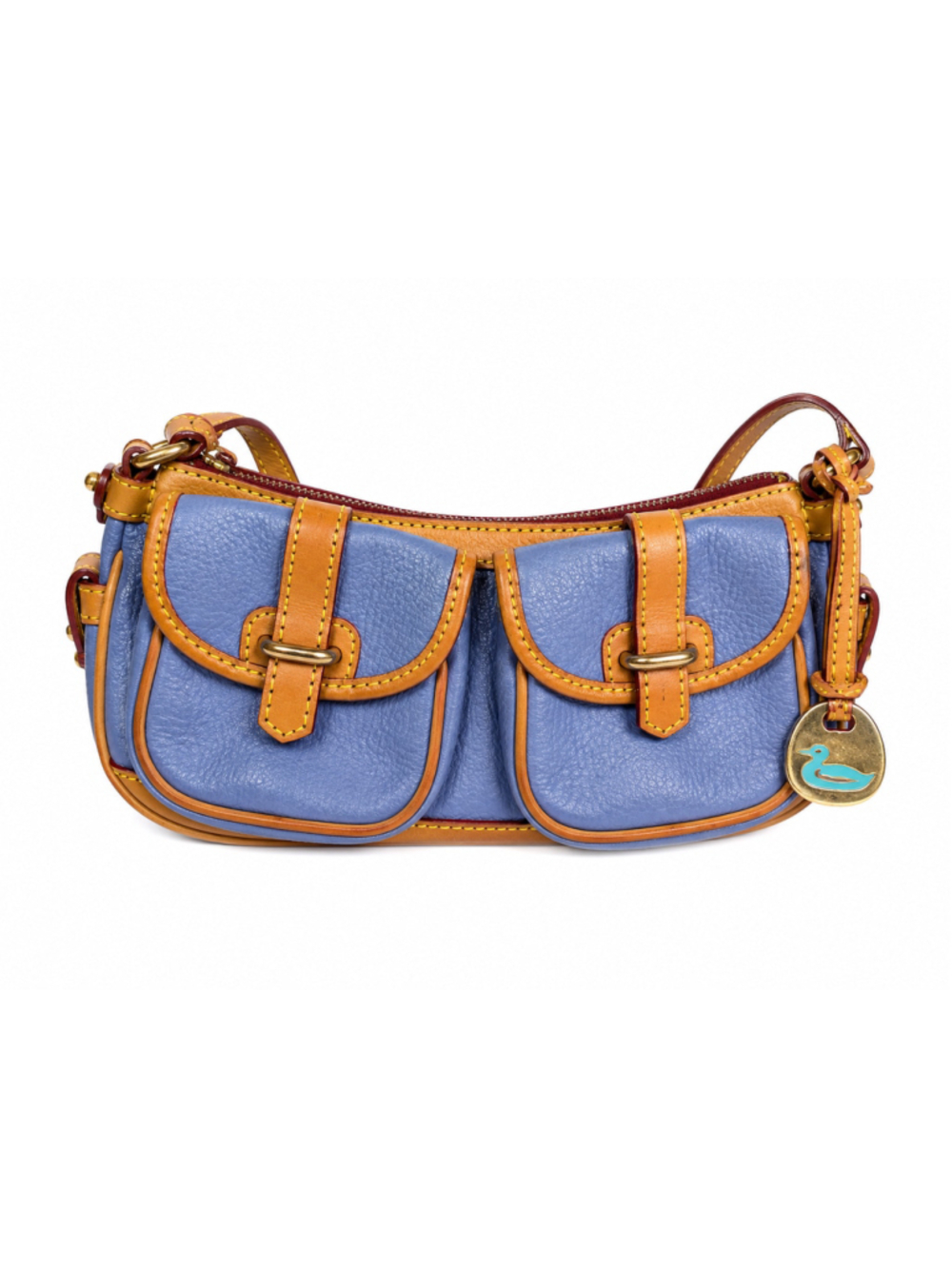 Dooney & Bourke Blue Leather Double Pocket Shoulder Bag